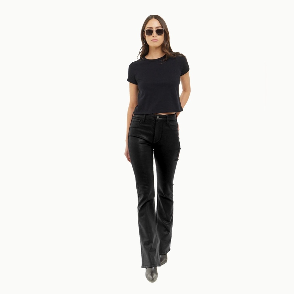 Articles of Society Lennox Black Laquer High Rise Boot Cut Coated jeans Sz 8/29